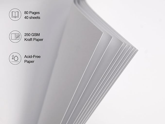 potricher 8 x 8 Inch DIY Scrapbook Photo Album 80 Pages Thick Kraft Blank White - Image 5
