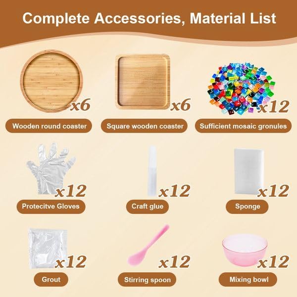 12 Sets DIY Glass Mosaic Tiles for Crafts Mixed Color Mosaic Kits - Image 2