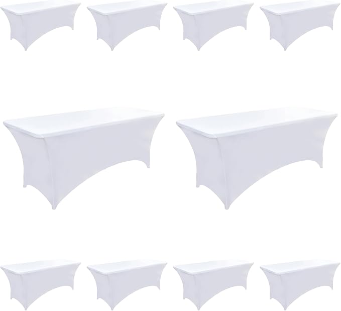 10-Pack 4ft White Spandex Table Covers by Unknown
