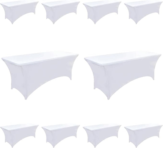 10-Pack 6ft White Spandex Table Covers by Unknown