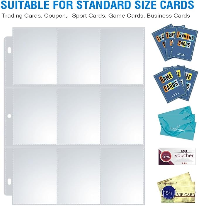 36 Pack 9 Pocket Page Protectors, Sooez Double Sided Trading Card Sleeves - Image 3