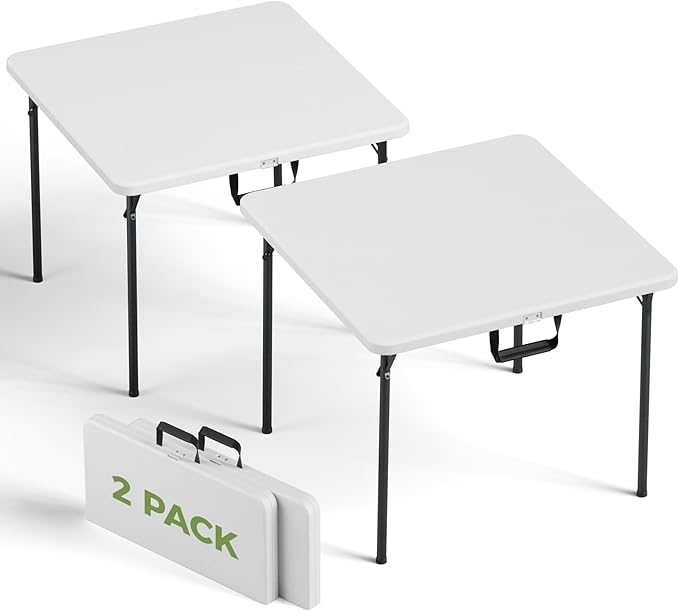 Folding Table 2 Pack, 36 Inch Square Foldable Card Tables, No Assembly Portable by FoldingFurniture