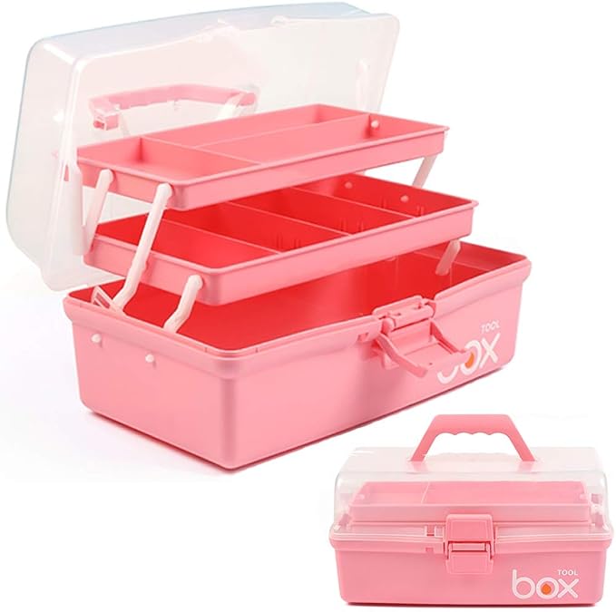 TERGOO 12in 3-Layer Plastic Craft Organizers and Storage, Portable Folding by Focusonefficientstorage