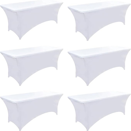 6-Pack 8ft White Spandex Table Covers by Unknown