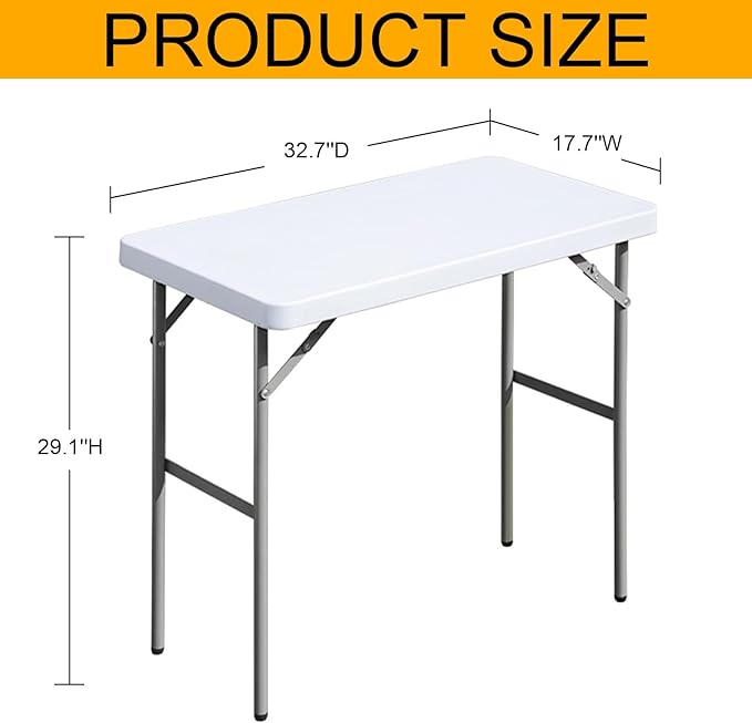 Folding Table 2.7ft Rectangular All-Occasion Plastic Folding Event Table - Image 3