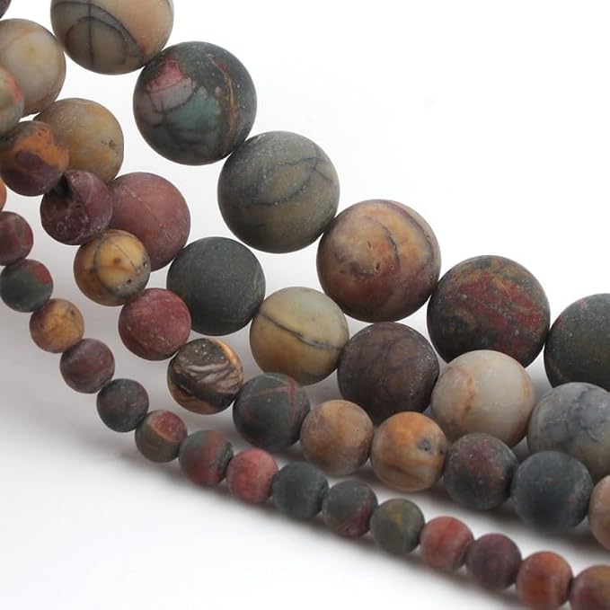 8mm Matte Picasso Jasper Bead, 15-Inch Matte Round Loose Stone Beads - Image 6