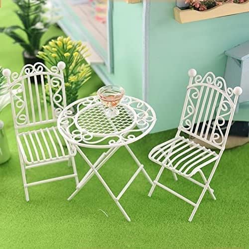 Dollhouse Miniature Bistro Table & Chairs Set Accessories Metal 1:12 Scale by Cuteminifulfillsallyourfantasiesabouttheminihomeinyourdreams
