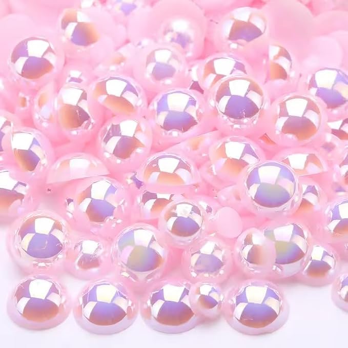 1000PCS Mixed Sizes 3/4/5/6/8/10mm Flatback Half Round Pearls Gems by Unknown