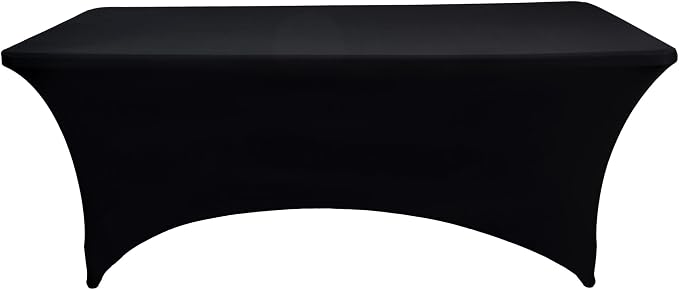 10-Pack 4ft Black Spandex Table Covers - Image 7