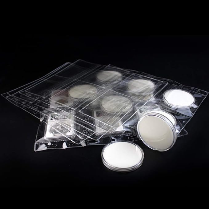 6 Pocket Coin Pages 10 Sheets Plastic Coin Holders Stamp Collector Supplies | - Image 4