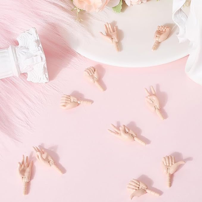 GORGECRAFT 1 Box 10 Styles Jointed Doll Hands Plastic Tiny Finger Hands - Image 3