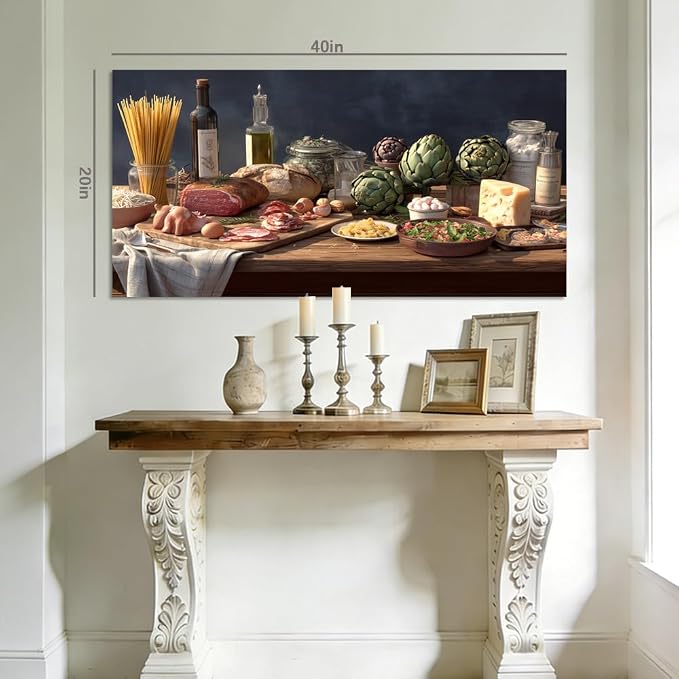 ZESTRILIA Italian Cuisine Food Still Life Wall Art, Rustic Mediterranean - Image 6