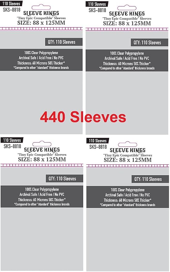 Sleeve Kings Tiny Epic Compatible Sleeves 88 X125 mm by SleeveKings