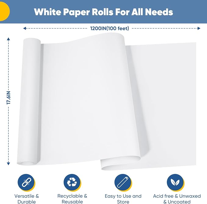 Drawing Paper Roll for Art Supplies, 17.6"x1200" Easel Craft Decorative Paper - Image 2
