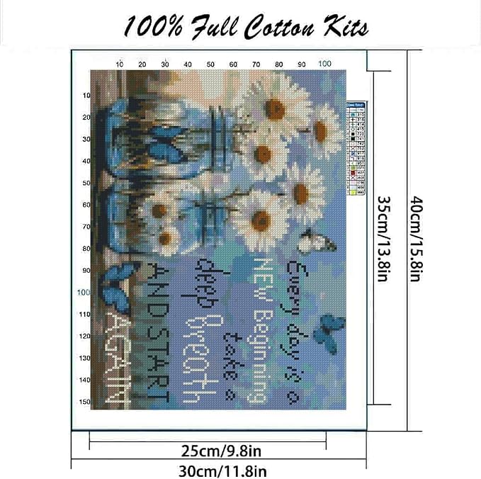 Flower Stamped Cross Stitch Kits Cross Stitch Patterns，Dimensions Cross Stitch - Image 2