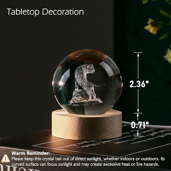 IFOLAINA 3D Tiger Crystal Ball Tiger Gifts - Image 3