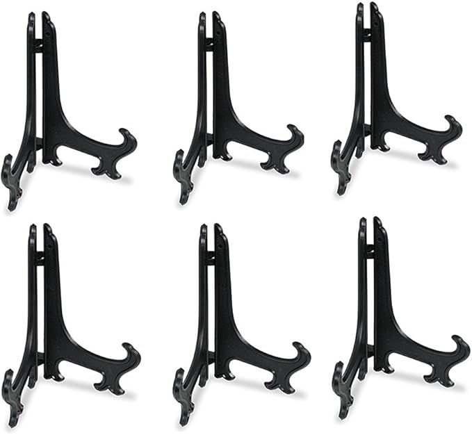 Artliving 10 Inch Black 6pcs/Set Plastic Easels Plate Display Stands Picture by Artliving