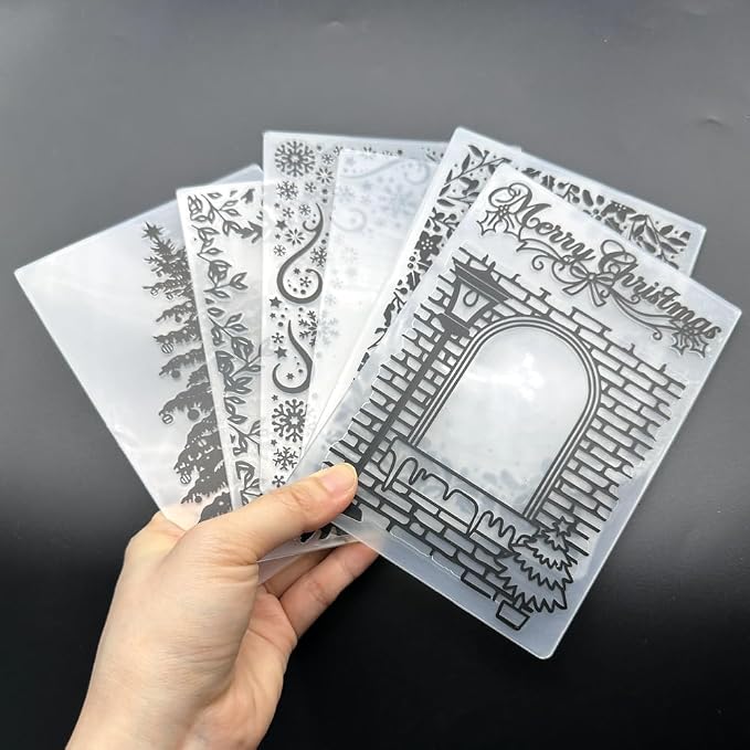 6 Pcs Embossing Folders for Card Making Embossing Stencil Template DIY Plastic - Image 2