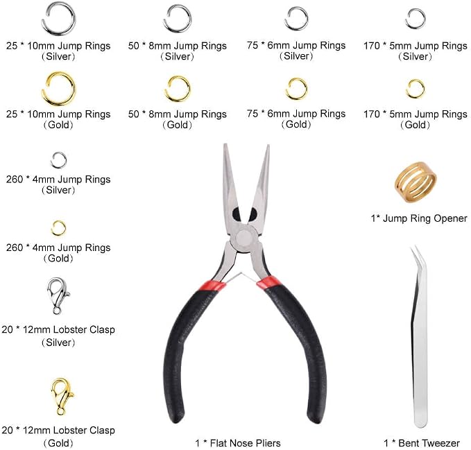 Paxcoo 1200Pcs Open Jump Rings and Lobster Clasps Jewelry Findings Kit - Image 2