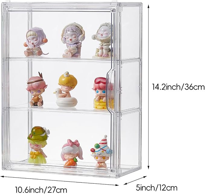 3 Tiers Clear Acrylic Display Case, Plastic Storage Bins - Image 3