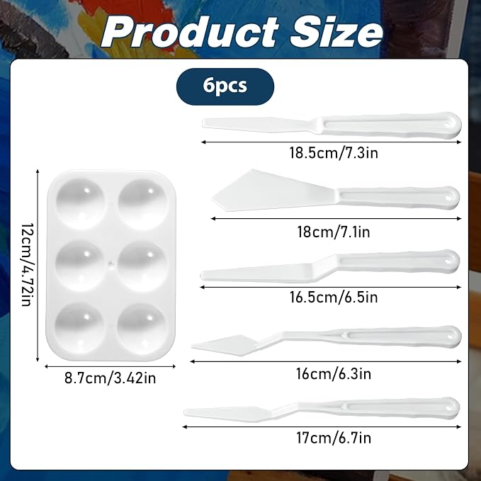 6Pcs Plastic Spatula Palette Knives, Palette Knife Set Thin and Flexible Art - Image 2