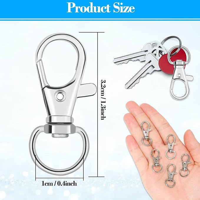 Anezus 100Pcs Key Chain Clip Hooks Swivel Lanyard Snap Hook Keychain Hooks - Image 4