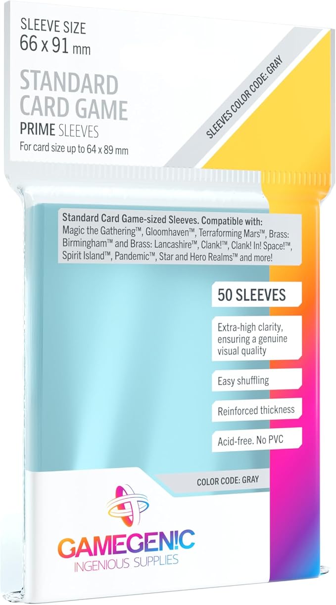 Prime Board Game Sleeves | Pack of 50 Extra-Clear Sleeves | 66 by 91 mm Card by Gamegenic