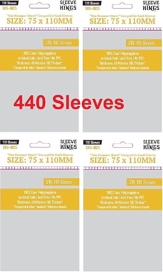 Sleeve Kings War Hammer Quest Compatible Sleeves 75 X 110 mm by SleeveKings