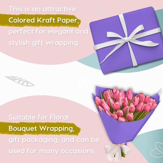 PerkHomy Purple Kraft Paper Roll 36" x 3 - Image 3