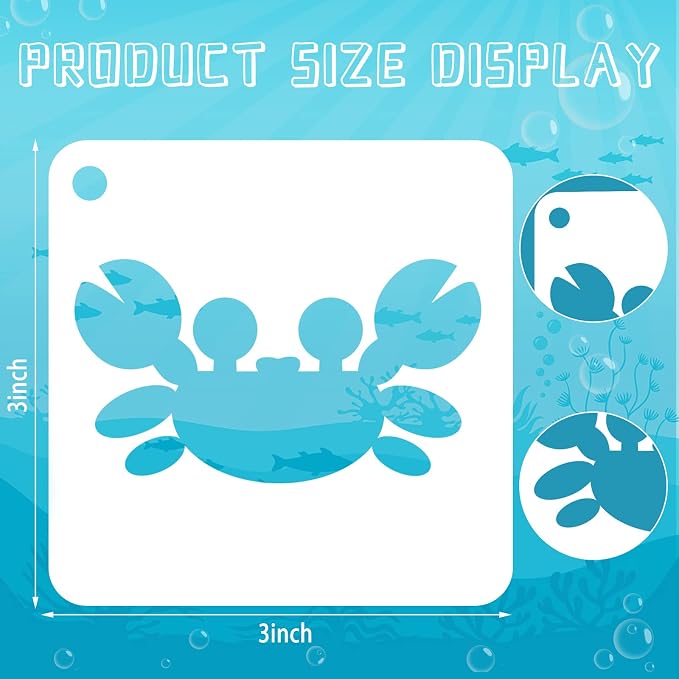 Augshy 56 Pieces Small Summer Sea Ocean Beach Stencils - Image 2