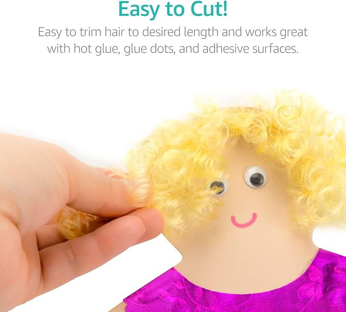 Hygloss 2 oz Curly Doll Hair for Crafts Black- Premium Synthetic Hair for Doll - Image 4