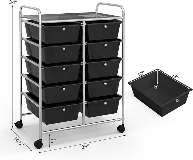 BECOMFORT 10-Drawer Rolling Cart - Image 3