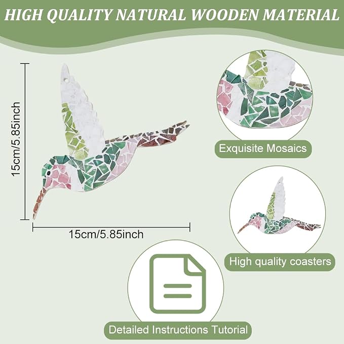 WEBEEDY 2 Sets Hummingbird Mosaic Tiles Kit - Image 3