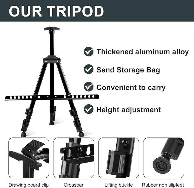 AROIC 4 Pack Art Painting Display Easel Stands, Portable Adjustable Aluminum - Image 4