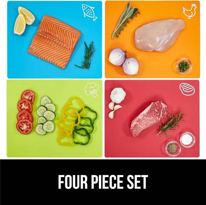 GORILLA GRIP 100% BPA-Free Flexible Cutting Board Set of 4, Durable Plastic Mats - Image 3