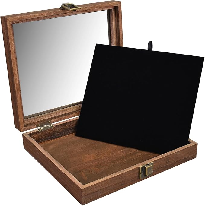MOOCA Tempered-Glass Top Small Wooden Jewelry Display Case - Image 5