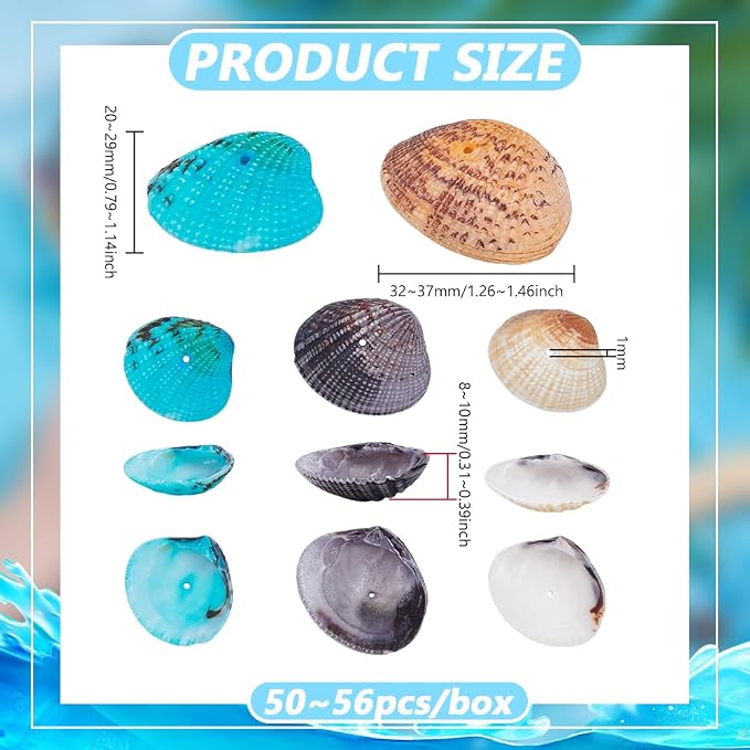 PH PandaHall 50~56pcs Dyed Natural Conch Shell Beads Drilled Tiny Scallop Sea - Image 2