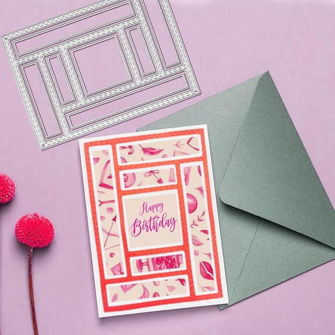 3 PCS Rectangular Die Cuts for Card Making, AFUNTA Frame Scrapbook Metal - Image 6