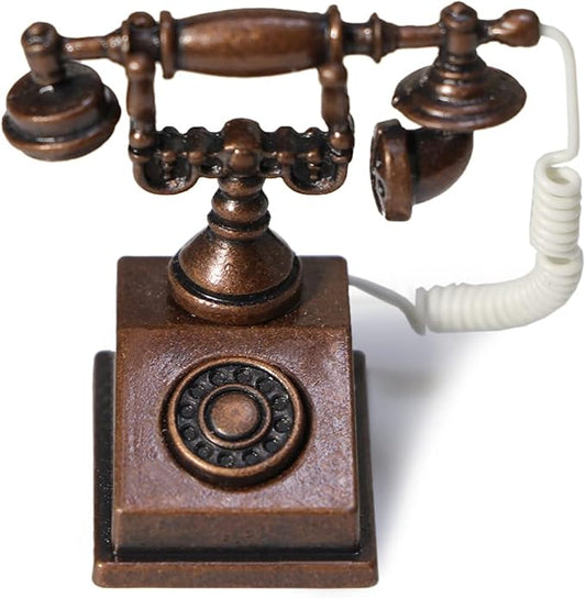 Dollhouse Telephone 1:12 Miniature Vintage Rotary Phone Model Desk Decoration by Cuteminifulfillsallyourfantasiesabouttheminihomeinyourdreams