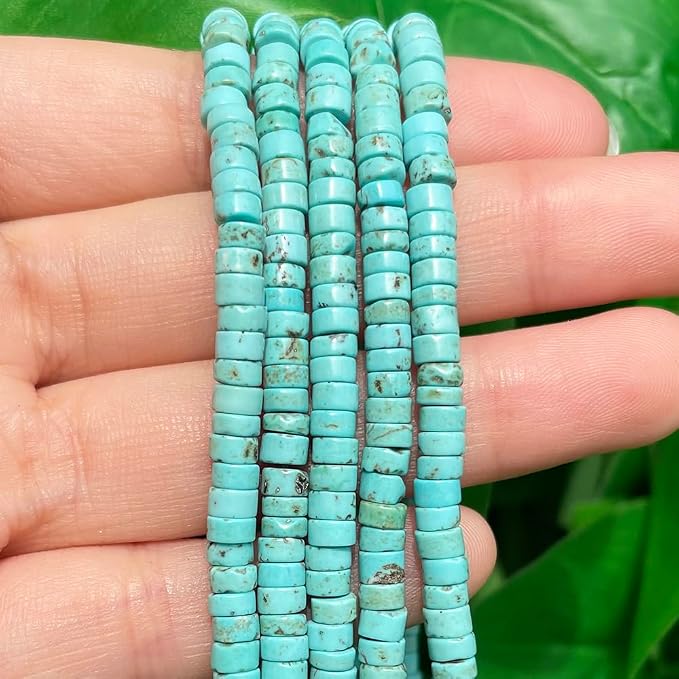 150Pcs 4×2mm Natural Turquoise Spacer Stone Beads - Image 3