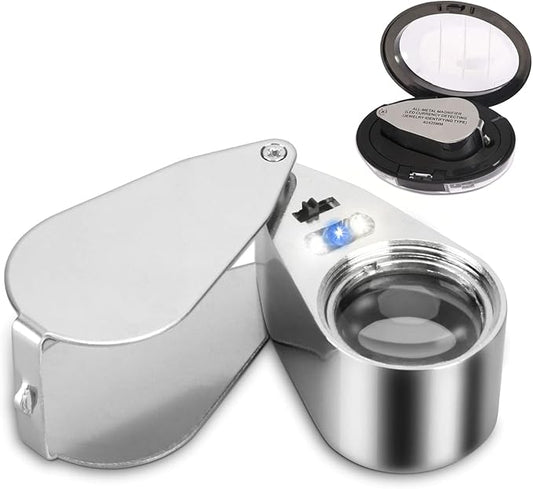 40X Metal Illuminated Jewelers Loop Magnifier Glass, Loupe Magnifier by TRIrunpdl