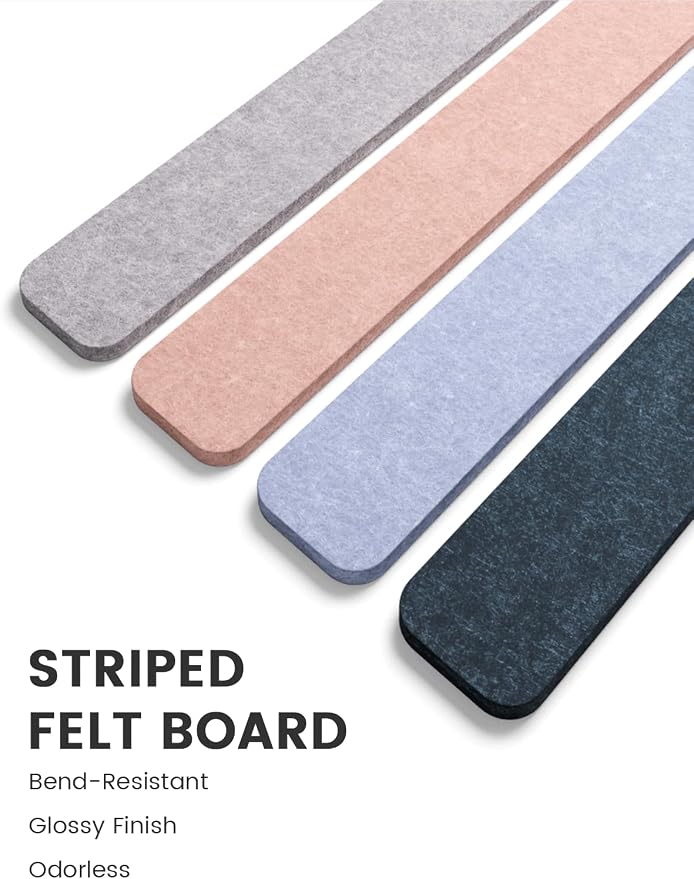 Fluxynara Cork Board Alternative Felt Strip Board 8-Pack 13"x2", Office Pin - Image 3