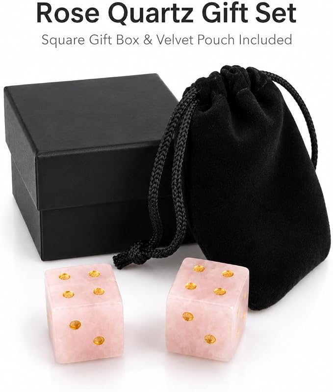 2PCS Crystal D6 Dice, 16mm Natural Gemstone Mahjong Dice Set Stone Dice - Image 5