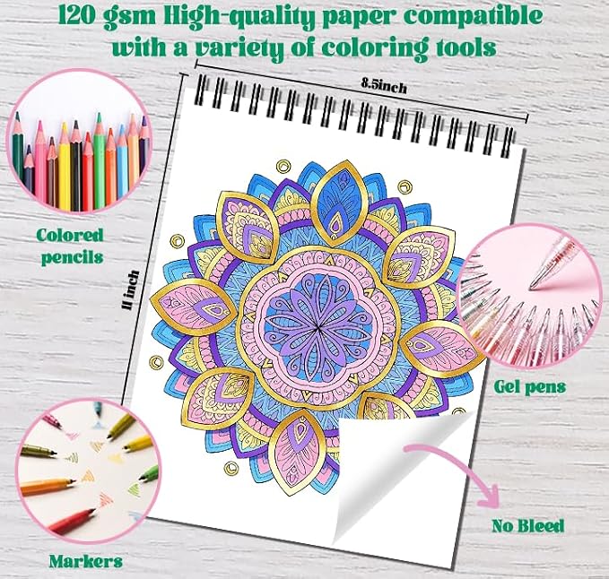 Kalysky Mandala Adult Coloring Book Set - Image 3