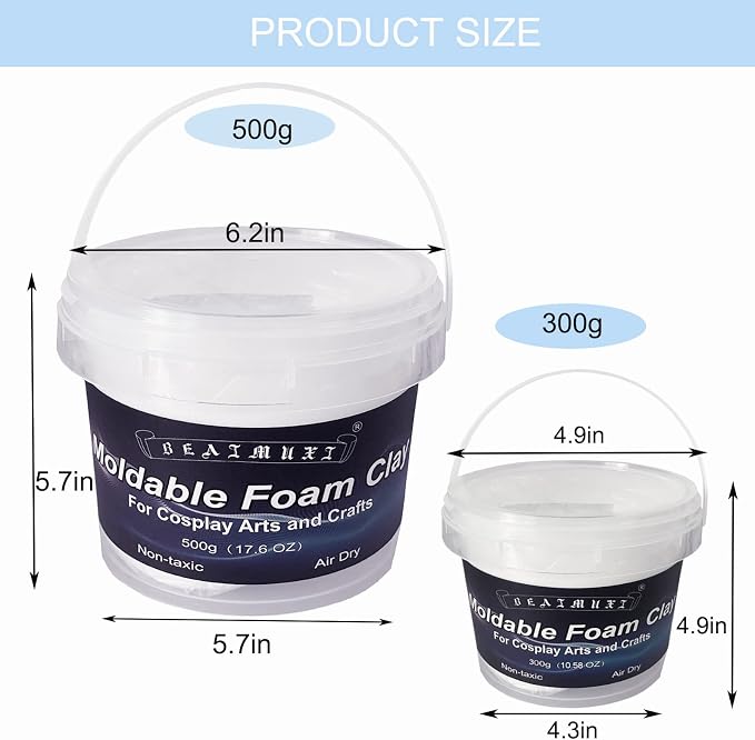 Foam Clay Cosplay Moldable Air Dry Foam Clay Craft 500g White Lightweight - Image 7