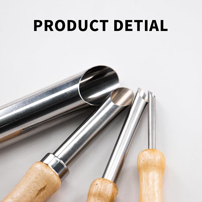 4 Pack Stainless Steel Circular Clay Hole Cutters, Wooden Handle Clay Tools - Image 3