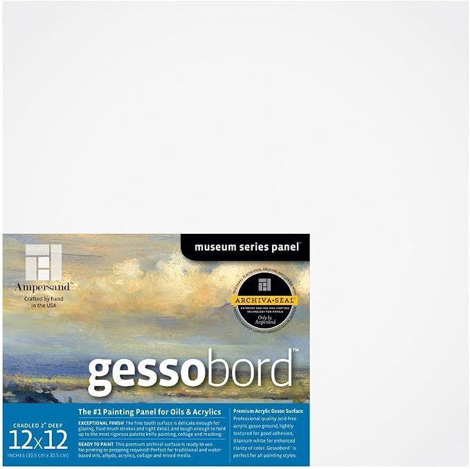 Ampersand Art Supply Museum Series Gessobord | 12x12 | 3/4" Cradled Profile | by AmpersandArtSupply