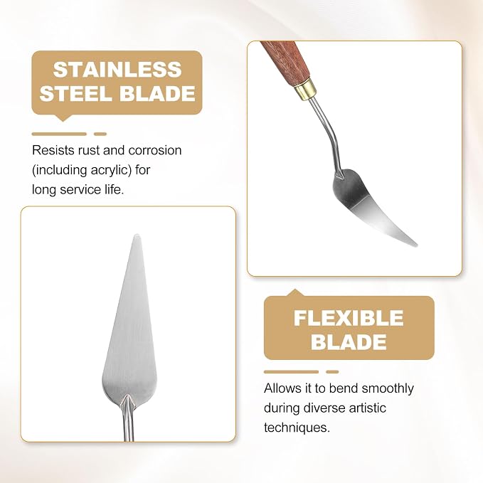 HARFINGTON Palette Knife Painting Tool 2.87" x 0.87" Stainless Steel Teardrop - Image 4