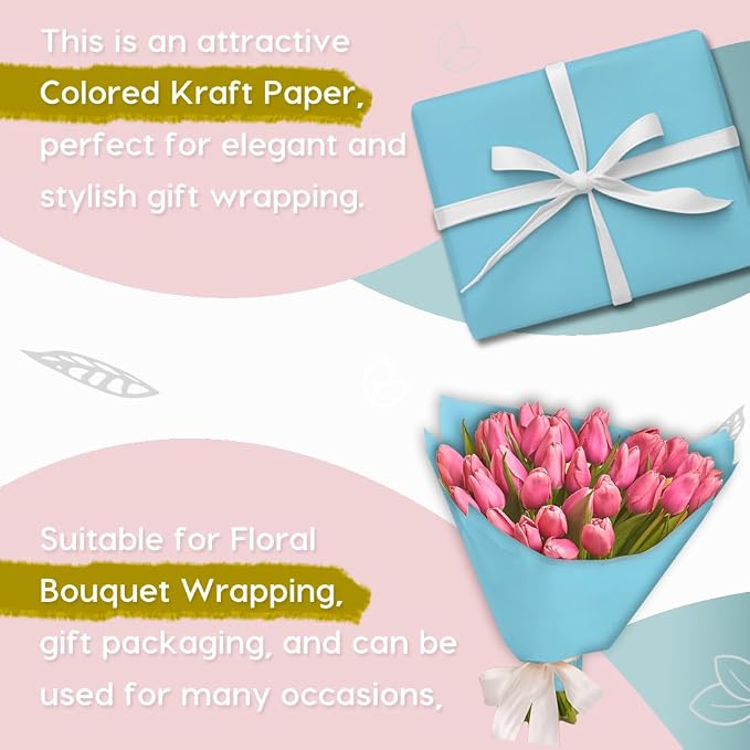 PerkHomy Light Blue Kraft Paper Roll 48" x 1 - Image 4