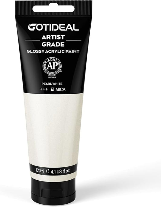 GOTIDEAL Metallic Acrylic Paint Pearl White Tubes Non Toxic Non Fading by GOTIDEAL